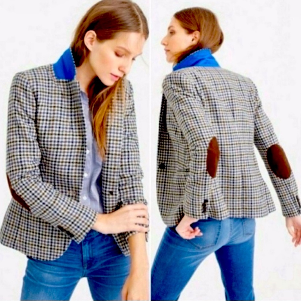 J.Crew Houndstooth Campbell Blazer in Moon English Wool Size 16 Jacket